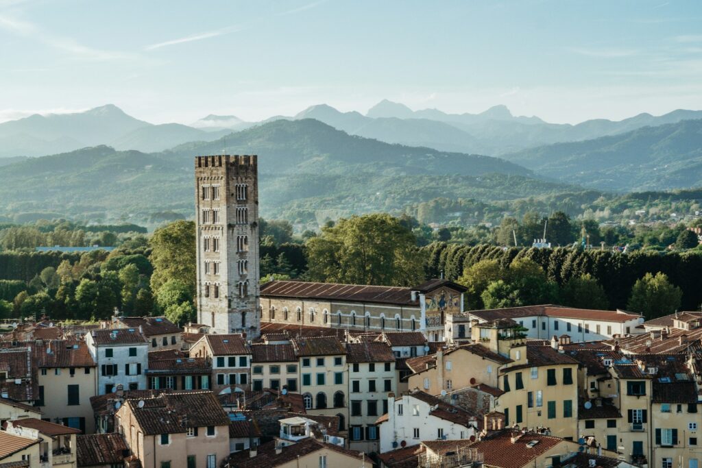 Lucca City View Castle Mountains Italy