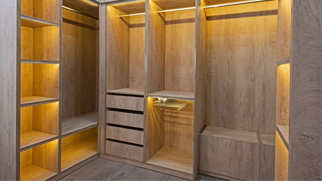 vertical wood cabinets closet