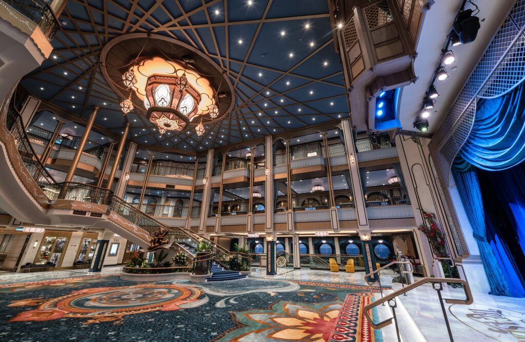 The Grand Hall will embody the Disney Treasure’s theme of adventure, with statues and décor that call on the gilded palace and wonder of Agrabah from Walt Disney Animation Studios’ classic tale, “Aladdin.” The space will serve as the ship’s most prominent gathering space and will offer its own dedicated entertainment moments and surprises.