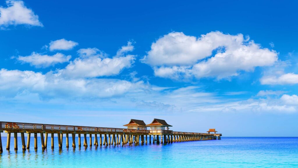 Naples Pier Blue Sky Water Beach