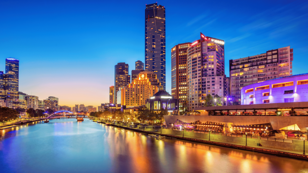 Melbourne River City Lights Evening