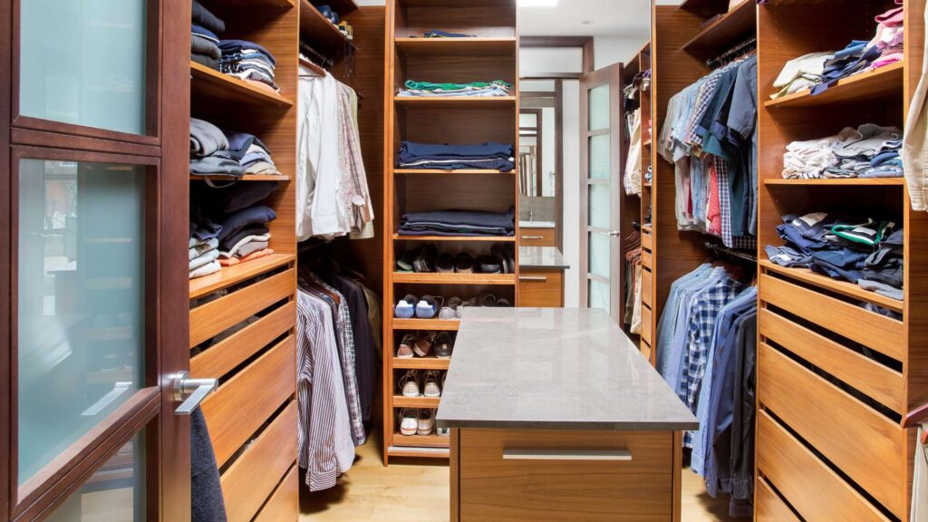 walk in closet with center island