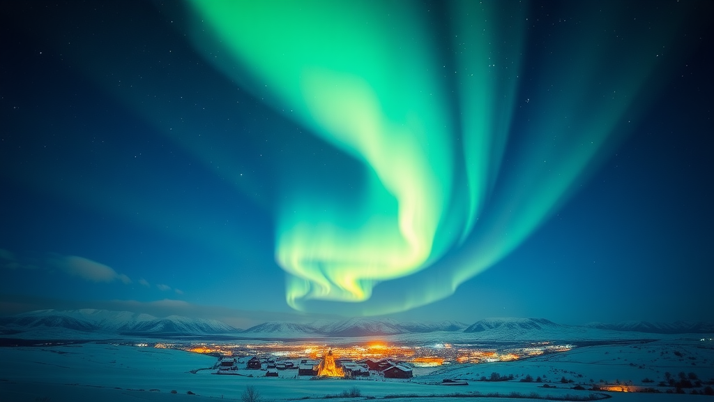 Northern lights illuminating the night sky over Tromsø, Norway.