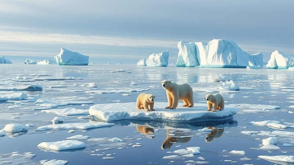 Polar bears on an ice floe in the Arctic