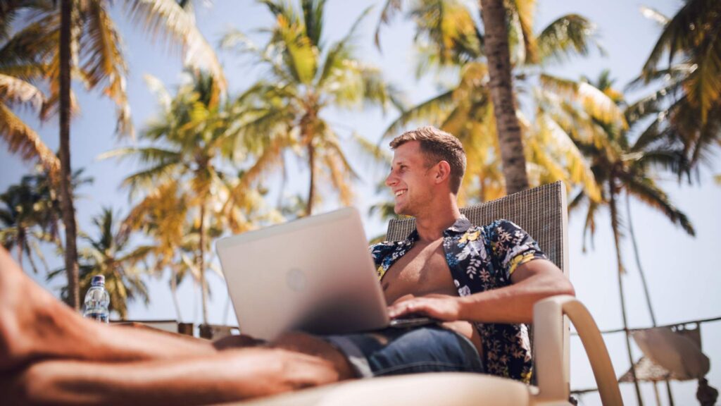 Digital Nomad Coconut Trees Laptop