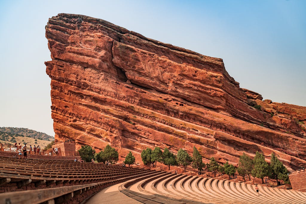 Stunning view of the Red Rocks Amphitheatre with its iconic sandstone formations.