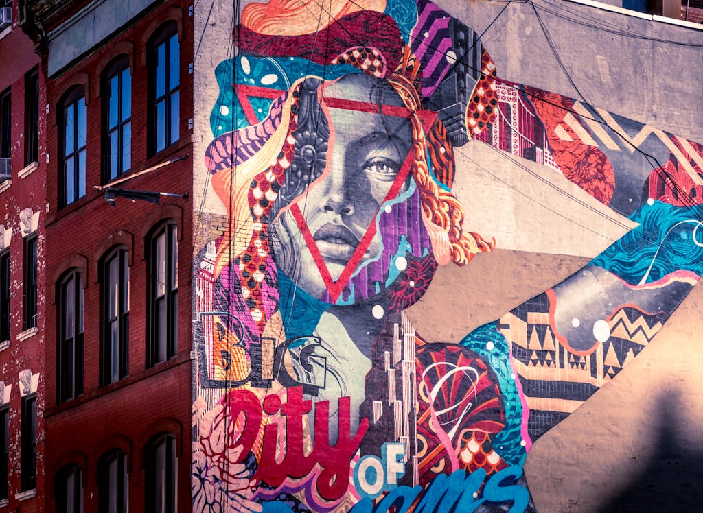 Colorful mural art showcasing creativity in New York City's urban landscape.